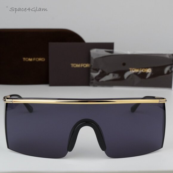 NEW Tom Ford FT0980/S 30A PAVLOS-02 Gold Grey Shield Unisex Sunglasses TF 098/S - Picture 1 of 13